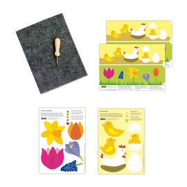 Familienmomente Craft Set for Tingling Meadow & Chicks (1 x Early Bloomer, 1 x Chick, 2 x Lanterns Meadow & Chicks) DIN A5, 100% Recycled Paper with Prick Felt and Needle