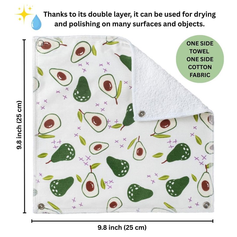Reusable Kitchen Roll with Snap Fasteners 10 Pack - Eco