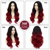 Daiaces Long Red and Black Curly Wig for Women Ombre