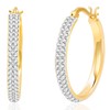 925 Sterling Silver White Crystal Stone Hoop Earrings for Women