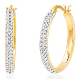 925 Sterling Silver White Crystal Stone Hoop Earrings for Women | Hypoallergenic Anti-Tarnishing Crystal Hoop Earrings | 22MM Silver Crystal Earrings by MAX + STONE