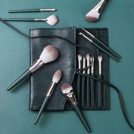 14-Piece Mini Makeup Brush Set for Face 14-Piece Brush Set - Green