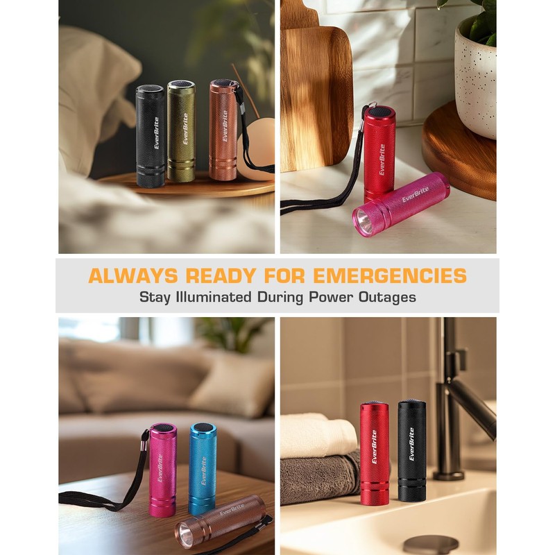 EverBrite 6-Pack Mini Flashlight Set, Aluminum LED Handheld Torches with