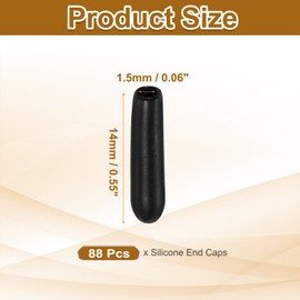 sourcing map 88Pcs Rubber End Caps, 1.5mm(1/16") ID 14mm(9/16") Height Round Screw Thread Protectors Flexible Screw Bolt Covers Caps for Metal Tube Rod Bolt, Black