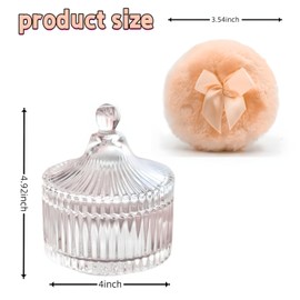 2 Pcs Large Body Powder Puff and Container Powder Container with Puff Powder Puff Crystal Container Soft Washable Reusable Velour Face Body Glitter Powder Puff Wet Dry Makeup (Colorful Simple)