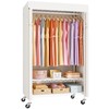 ULIFHOME P6C Rolling Clothes Rack with Cover, Covered Clothing Racks
