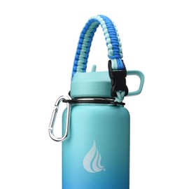 HYDRO CELL Wide Mouth Paracord Handle - Strap Carrier with Safety Ring and Carabiner. Compatible with 14, 18, 24, 32, 40, and 64 oz Stainless Steel Water Bottles