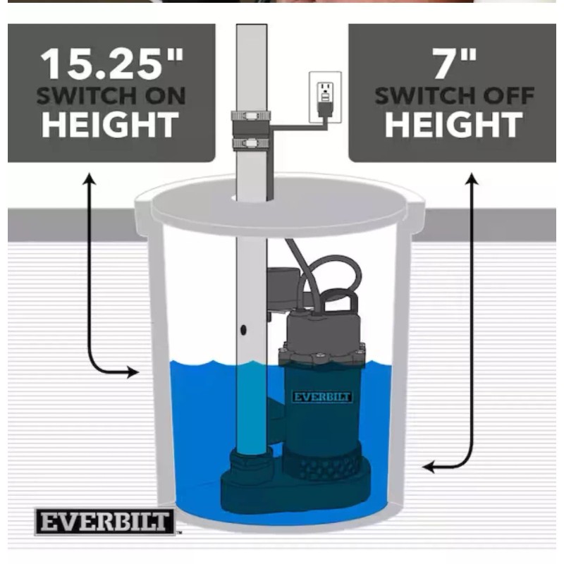 Everbilt NEW Everbilt 1/2 HP Submersible Aluminum Sump Pump with