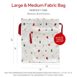 Gather & Knot Drawstring Christmas Gift Bags | 20" Large 16" Medium | Premium Canvas | Reusable Fabric Wrap for Holidays | Mix & Match | Holiday Love