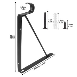 Biugaaufai 6 Pack Black Closet Rod Brackets Holder with Screws - Closet Shelves Wall Mounted & Rod Support, Closet Rod and Shelf Bracket for Kitchens and Closet Storage
