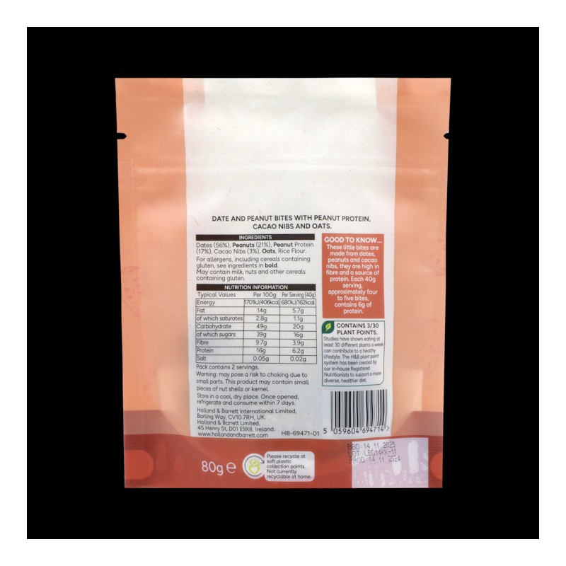 Holland & Barrett Peanut & Cacao Bites