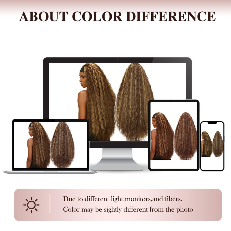 38 Inch Long Wavy Headband Wigs for Black Women Highlight