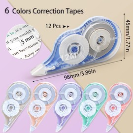 12 Pack White Out Tape, Correction Tape Dispenser, 39 Feet Each Easy to Use Liquid Paper, Corrections Wrong Writing Whiteout Tape for School Office Supplies