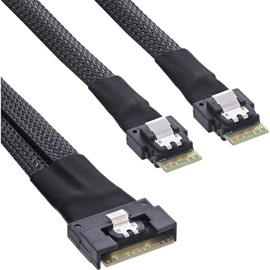 InLine® Slim SAS cable, SFF-8654 8i to 2x SFF-8654 4i, 1m, 27649C