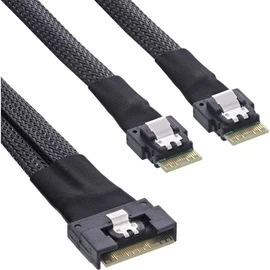 InLine® Slim SAS cable, SFF-8654 8i to 2x SFF-8654 4i, 1m, 27649C