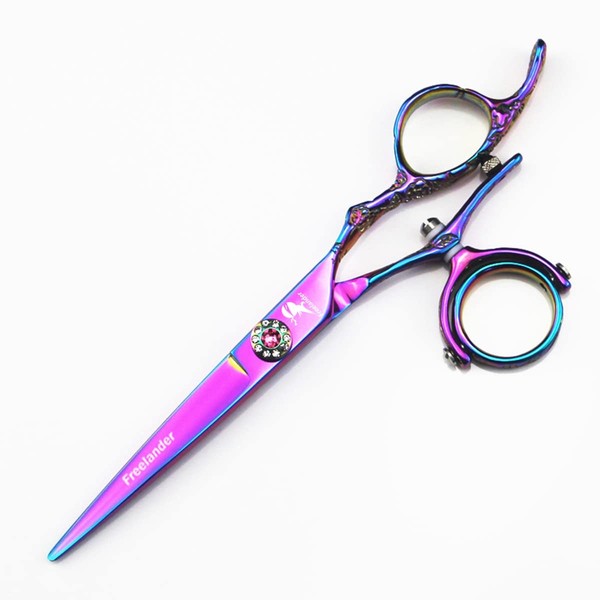 Professional Salon Hair Scissors 6.0" Double Swivel Multicolor Titanium Hair Cutting Shears Scissor for Barber (A-6.0 inch)