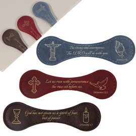 Christian Magnetic Leather Bookmarks: 3 PCS Bible Verse Book Marks, Scripture Book Marker Clips for Religious Gifts, Reading Accessories for Women Men, Bible Study Church School Office Supplies