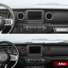 RT-TCZ for Jeep JL Dash Air AC Vents Cover Trim Ring Red Carbon Fiber for Jeep Wrangler JL JLU Gladiator JT 2018-2023 Red Carbon Fiber Interior Accessories 4pcs