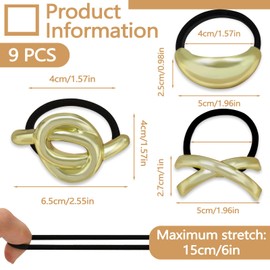 BangBoom 6 Pieces Gold Hair Ties, 3 Styles Metal Geometric Hair Cuffs, Golden Ponytail Holder for Women Thick Bands Hairstyle Accessories (6)