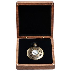 COSISO Walnut Wood Pocket Watch Gift Box Portable Single Pocket Watch Display Storage Travel Case Organizer for Men Women