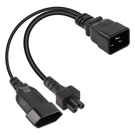 SinLoon C20 to C5+Euro Y Splitter Power Cable IEC 320 C20 Male to C5+ Euro Female AC Conversion Cable Suitable for UPS PDU PSU Etc