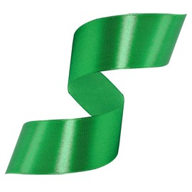 Green Satin Ribbon 1-1/2 Inches x 25 Yards, Solid Color Fabric Ribbon for Gift Wrapping, Crafts, Hair Bows Making, Wreath, Wedding Party Decoration and Sewing Projects