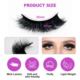 Zoe eyelashes(Dense) Mink Lashes Soft and skin friendly 20MM Long Dramatic，Band Extension Volume Fluffy Fake Eyelashes 7 pairs