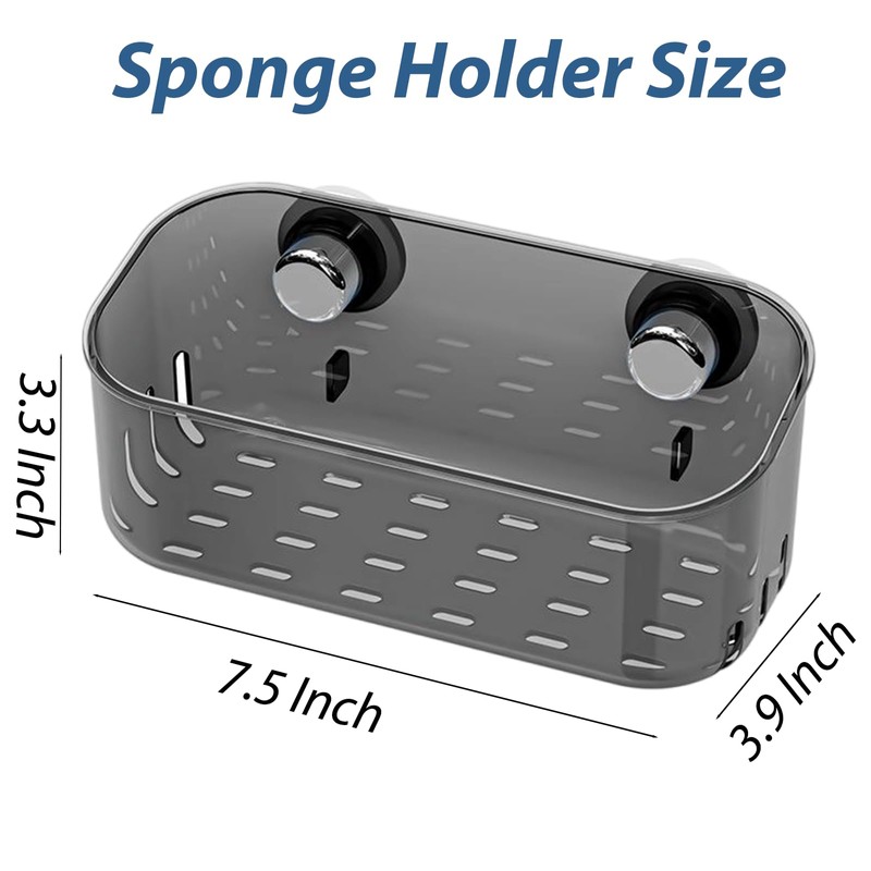 Sponge Holder with Strong Suction Cup, Dish Sponge Caddy Inside
