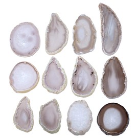 mookaitedecor Polished Agate Slices Geode Top Drilled Pendant Slice for Jewelry Making Pack of 12