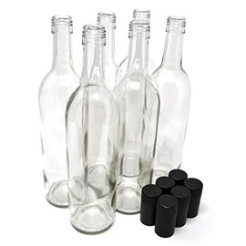 nicebottles Wine Bottles with Screw Caps, Clear, 750ml - Pack of 6