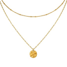 JJDreams Layering Chains Set Stainless Steel Necklace Pendant Chain with Pendant Coin for Ladies Boho Chain Ladies Choker Necklace,Gold