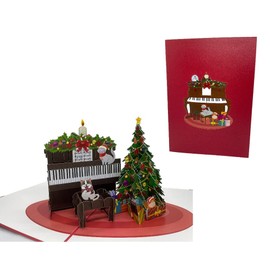 3d Christmas Pets and Piano Pop Up Card, Animal Christmas Pop Up Card, 3D Holiday Pop Up Christmas Card, Fun X'mas Card, 3d X'mas Greetings Cards, Merry Christmas Card For Son, Husband, X25
