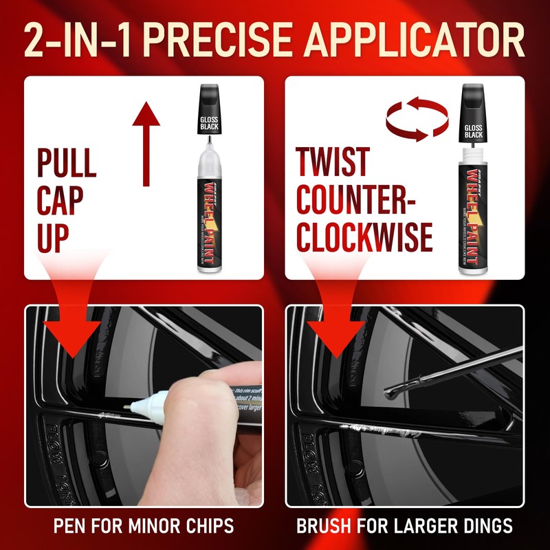 Gloss Black Rim Touch Up Paint, Rim Paint for Curb