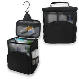 TERRA HOME Shower Caddy Portable - College Dorm Essentials for Guys - Large Capacity, Quick Dry with Metal Hook - Travel Shower Bag - Breathable Mesh Gym Shower Caddy (Black)