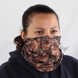 Motique Accessories Skull Designs Seamless Tube Bandana Neck Gaiter - Brown