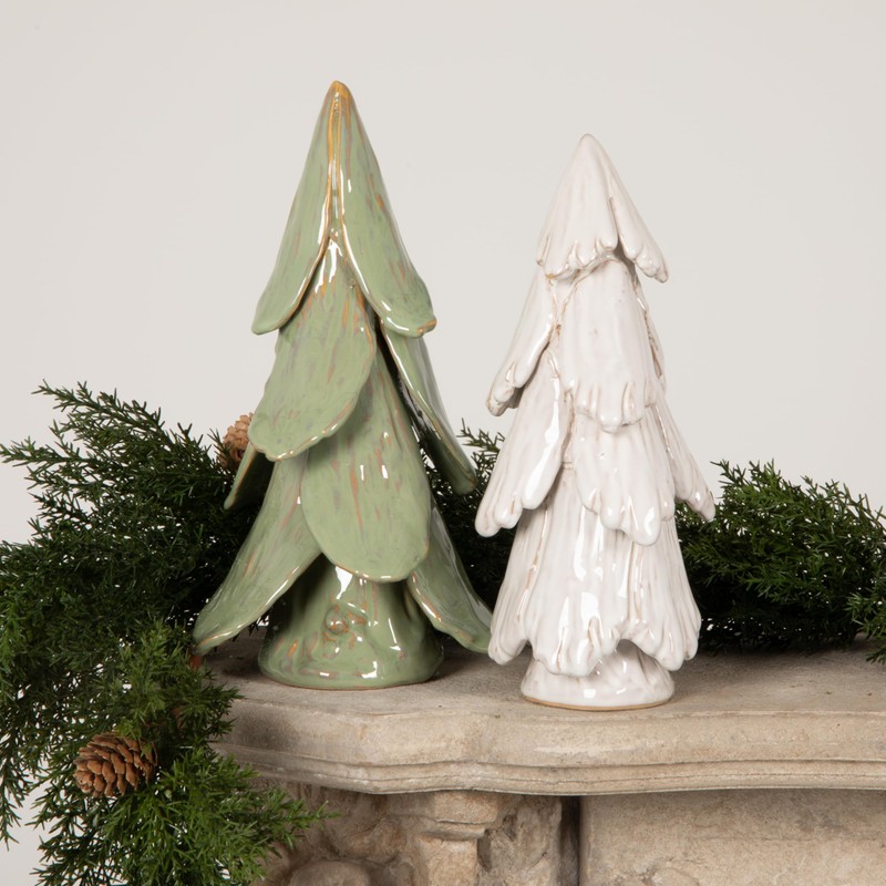 Creative Co-Op Handmade Stoneware Tree, Mint, Reactive Glaze Finish