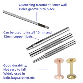 WUAT 40 Sets Copper Rivets and Burrs, Solid Brass Rust-Proof Studs Leather Pure Copper Rivet Setting Tool for Belts Wallets Collars DIY Craft Supplies 1 Sizes (Brass + Copper)