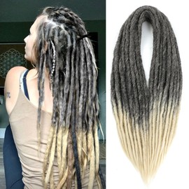 Ajsowju Straight Dreadlock Synthetic Double Ended Dreadlock Extensions 24inches Width 1.2cm 10 Strands Soft DE Dreadlock Extension for Women (10 Strands, 1B/613)