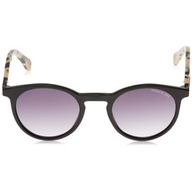 Kenneth Cole New York Women's Round Sunglasses, Shiny Black/Gradient Smoke, 48mm