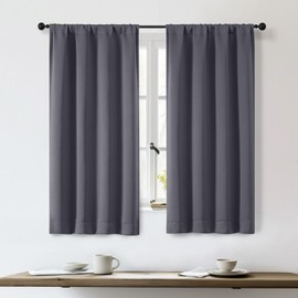 OWENIE Sally Grey Short Blackout Curtains for Bedroom Living Room 54 Inch Length 2 Panels Set, Solid Thermal Insulated, Energy Saving Window Treatment Curtains Blackout Drapes, W40 x L54, Grey