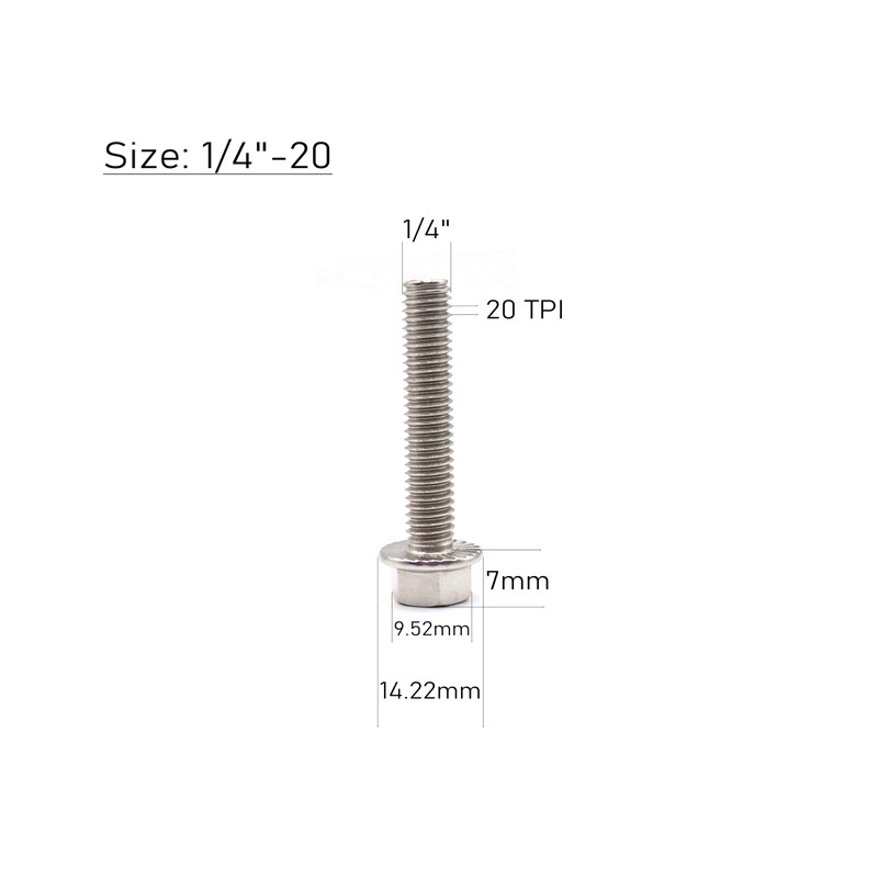 cSeao 1/4-20 x 1-1/4" Flanged Hex Head Bolts Flange Hexagon