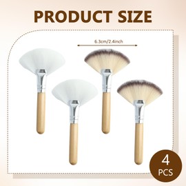 Fan Brushes for Facials, 4 Pcs Esthetician Fluffy Fan Brush, Soft Bristle Highlighter Brush, Face Makeup Tools for Women Girls, Powder Blush (White and Tricolor)