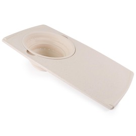 Dexas Over the Sink PolyFiber Flax Cutting Board with Collapsible Colander Strainer, 11.5 x 20", Cream