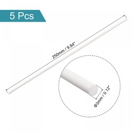 sourcing map ABS Plastic Rod Round Solid White Bar 3mmx250mm for DIY Model Material, Architectural Model Making, DIY Sand Table, Pack of 5