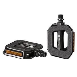COGSTER Grid Bike Flat Pedals with Sandpaper Grip Surface and reflectors for MTB, Road Bikes, City Bikes, Touring Bikes, Folding Bikes