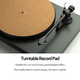 Turntable Cork Slipmat, 12 Inch Soft Cork Plate, Antistatic, Non-Slip Turntable, Plate Diameter 295 mm, Thickness 3 mm, Centre Hole 7 mm