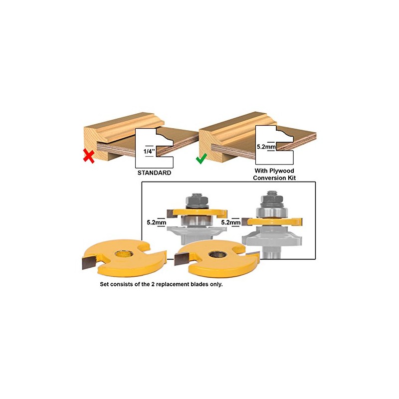 YONICO Router Bits Rail and Stile Plywood Conversion Kit 5.2mm