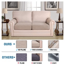 H.VERSAILTEX High Stretch Couch Cushion Covers,Chair Sofa Seat Slipcovers Couch Cushion Cover Stretch Furniture Protector for Kids, Pets(2 Packs Cushion Loveseat Covers, Sand)