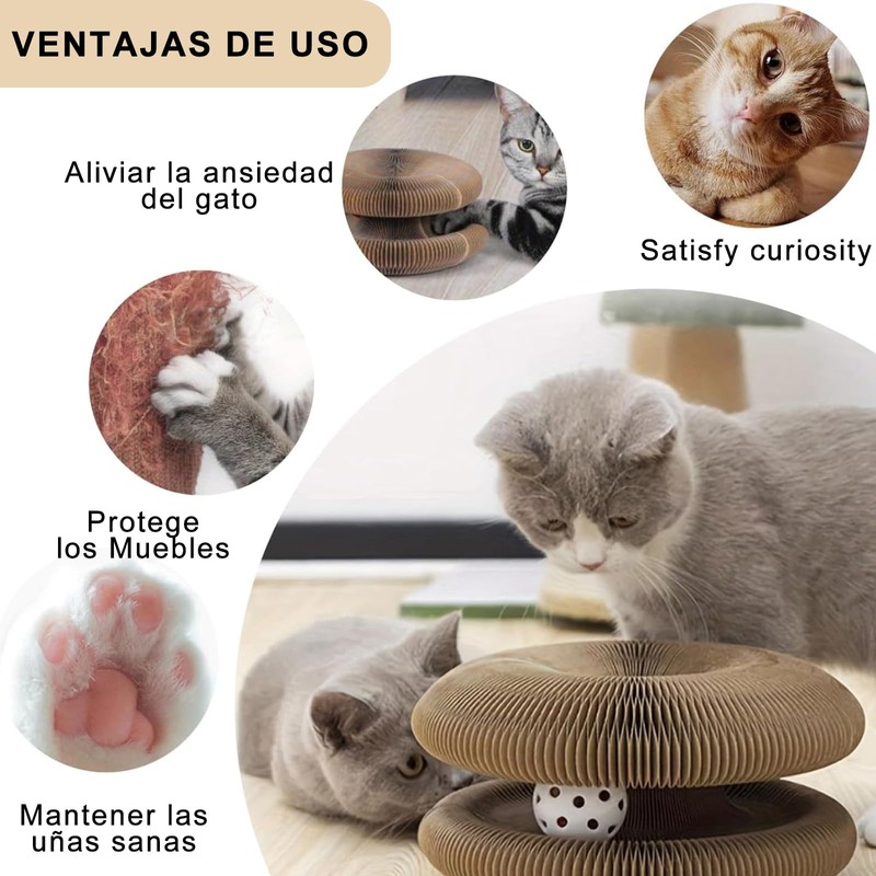 Kammoy Rascador para Gatos, Organo Mágico con Pelota para Gatos,Juguetes