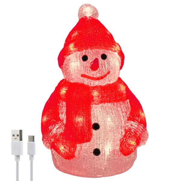 Gloworm YKL-1014, 21CM Acrylic Battery Box Snowman, 26 Warm White